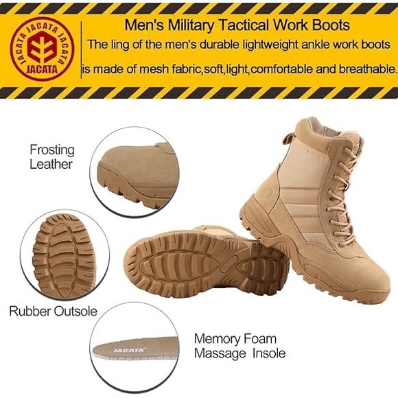 Jacata H20514 Mens Tactical Military Work Boots Sand Tan Suede Side Zip Sz 10.5 - Picture 9 of 14